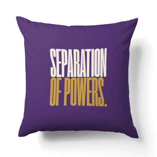 "Separation of powers." — Quorum Pillow on Courts Purple canvas