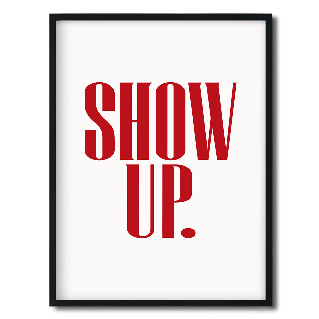 Show up. Vote. — Quorum framed Editorial Print in a black frame on a white background