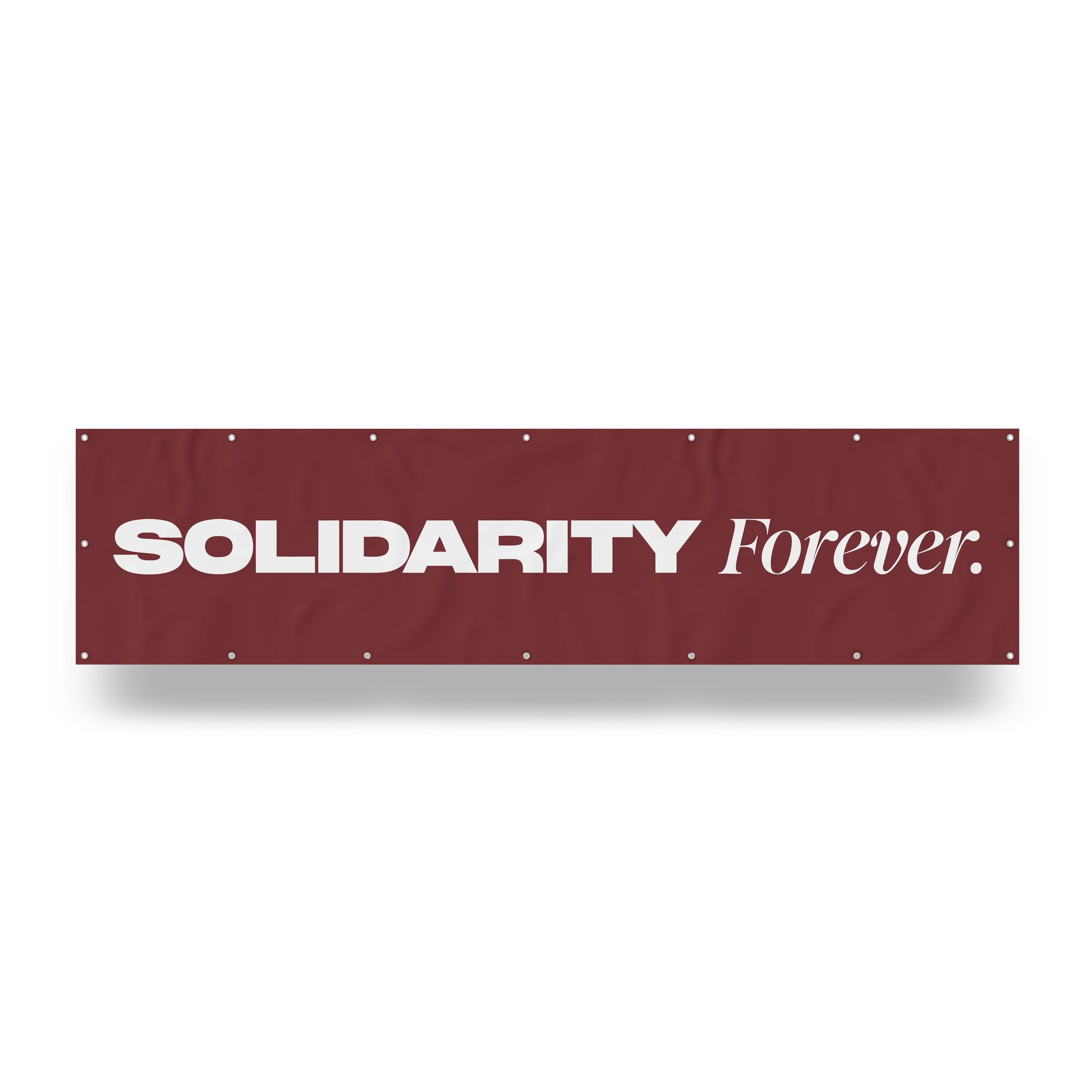 "Solidarity Forever." — Quorum vinyl banner
