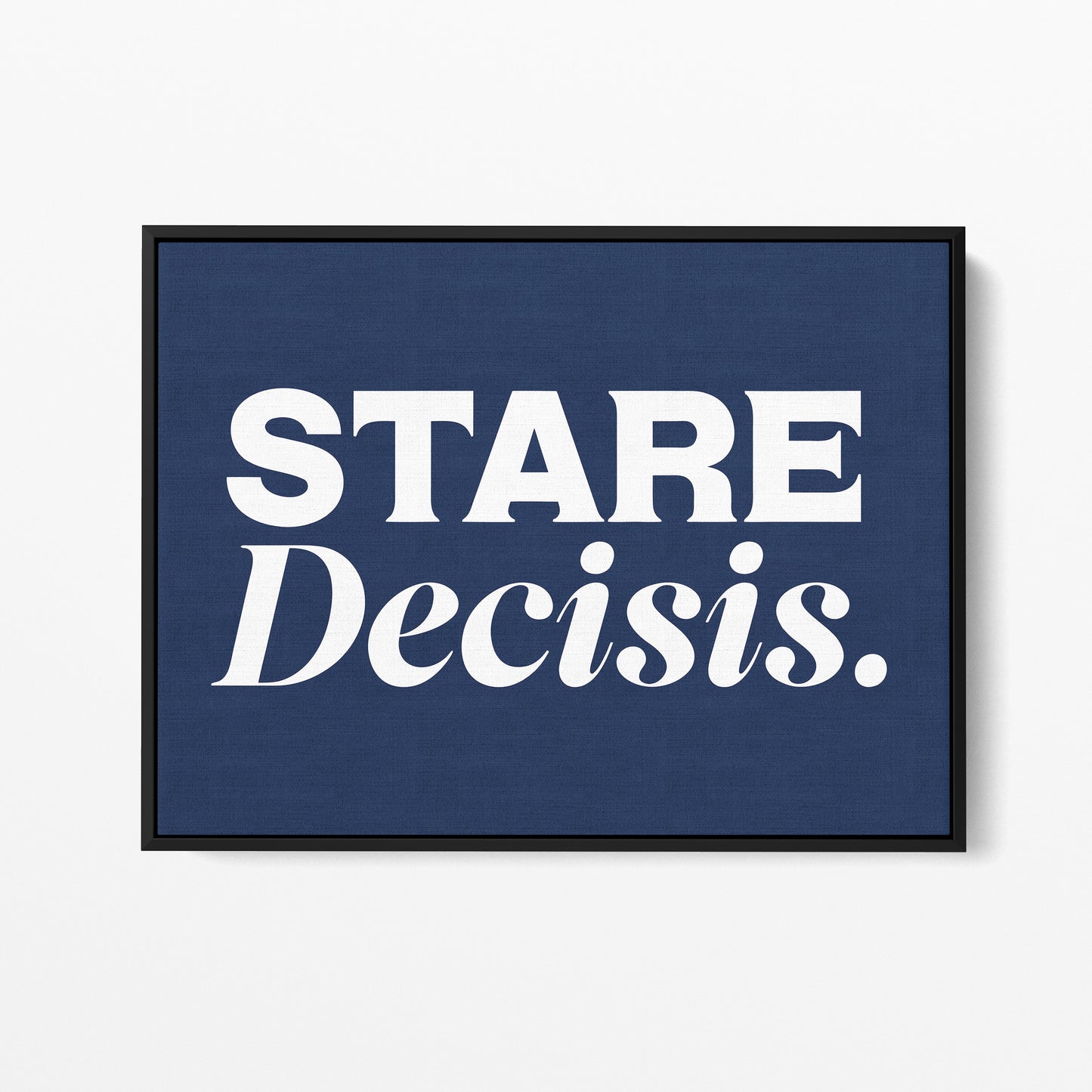 Stare Decisis — Quorum framed gallery canvas in black hardwood floater frame, landscape orientation