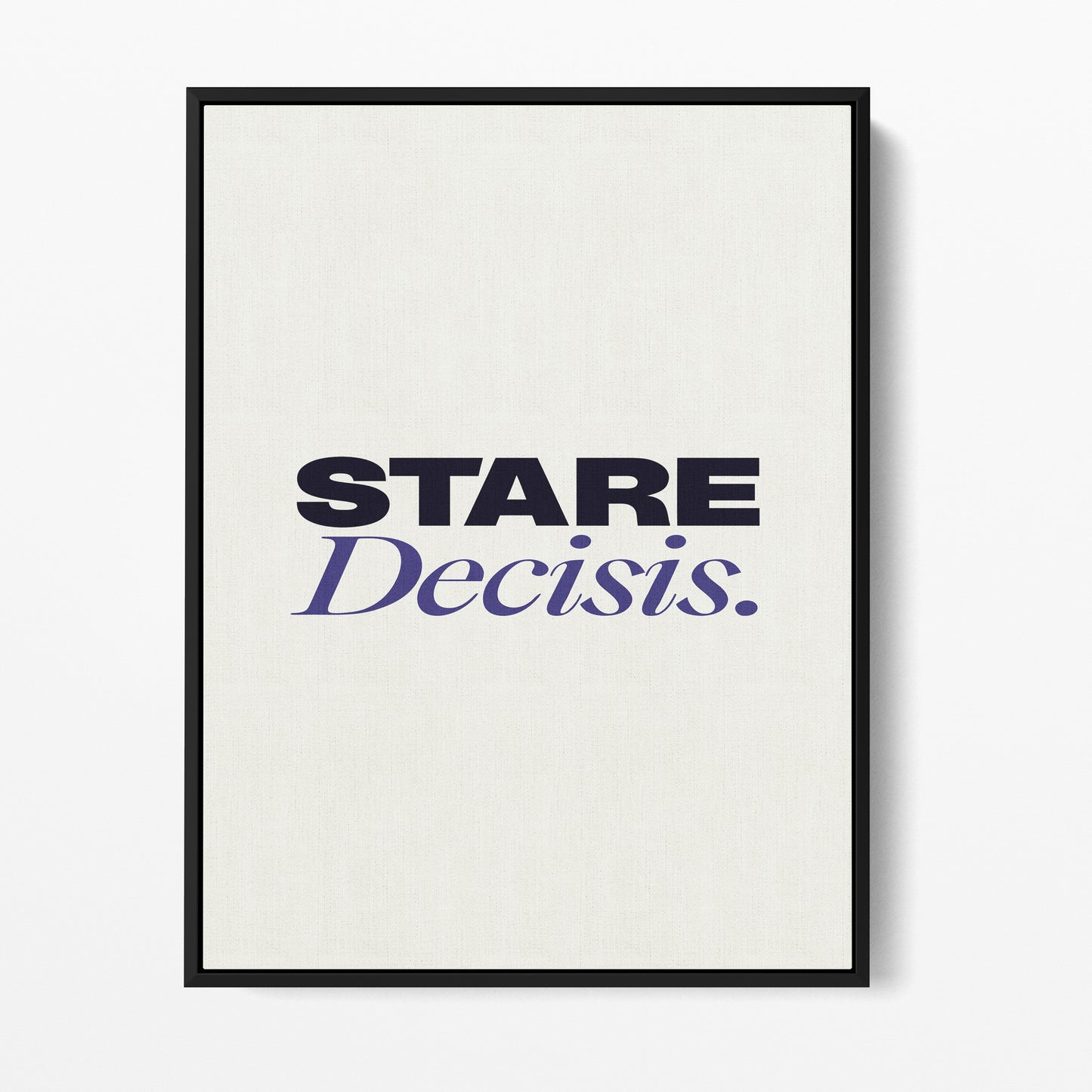 Stare Decisis — Quorum framed gallery canvas in black hardwood floater frame, portrait orientation