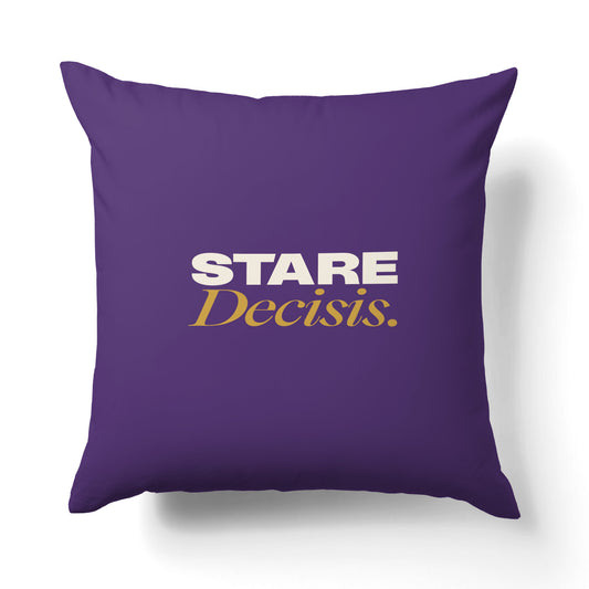 "Stare decisis." — Quorum Pillow on Courts Purple canvas