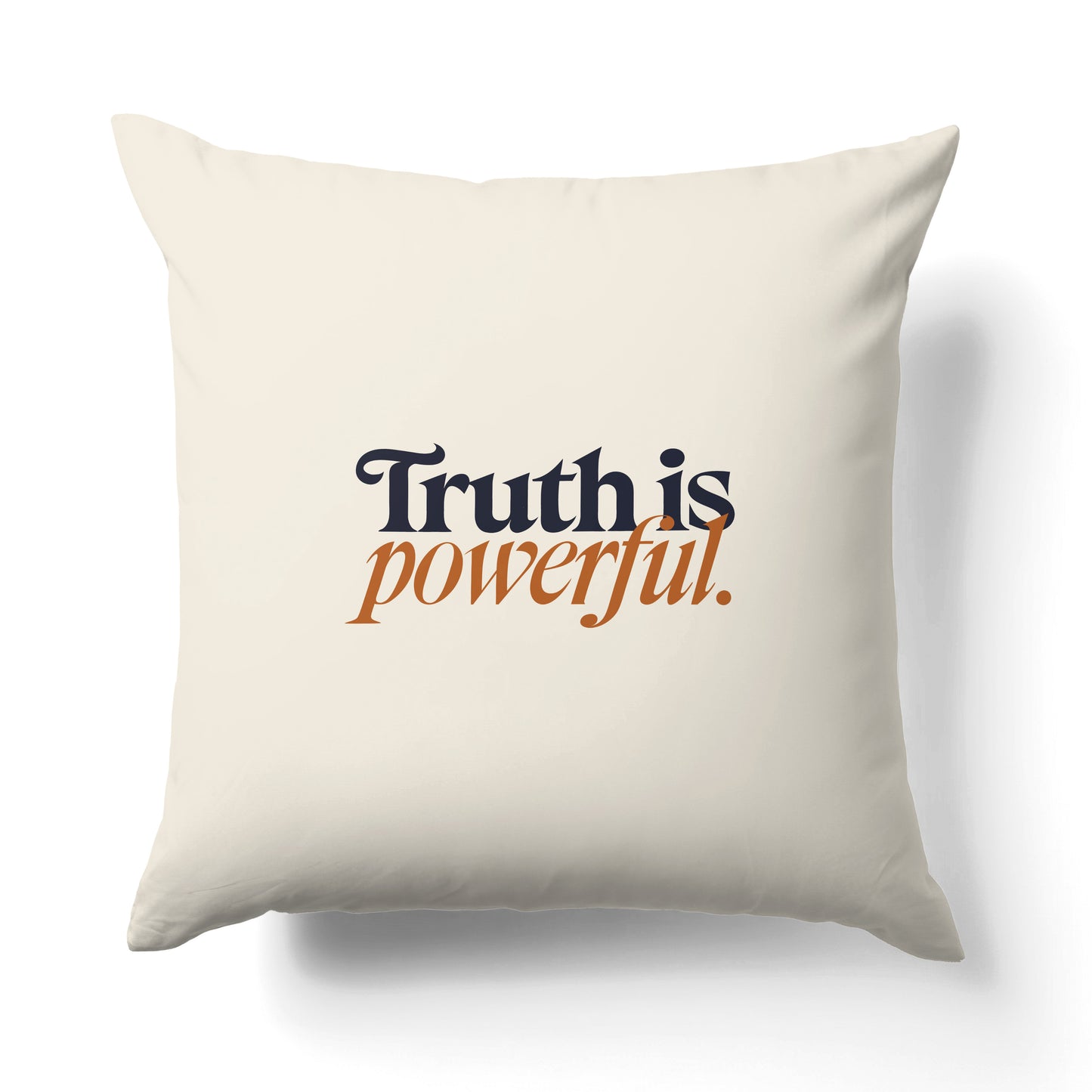 "Truth is powerful and it prevails." — Quorum Pillow on Movement Orange canvas