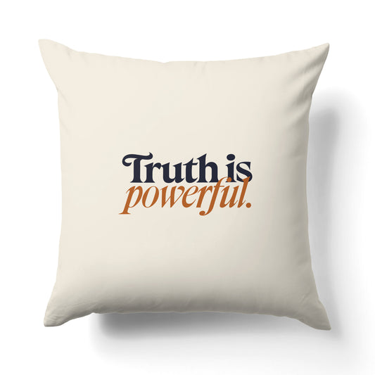 "Truth is powerful and it prevails." — Quorum Pillow on Movement Orange canvas