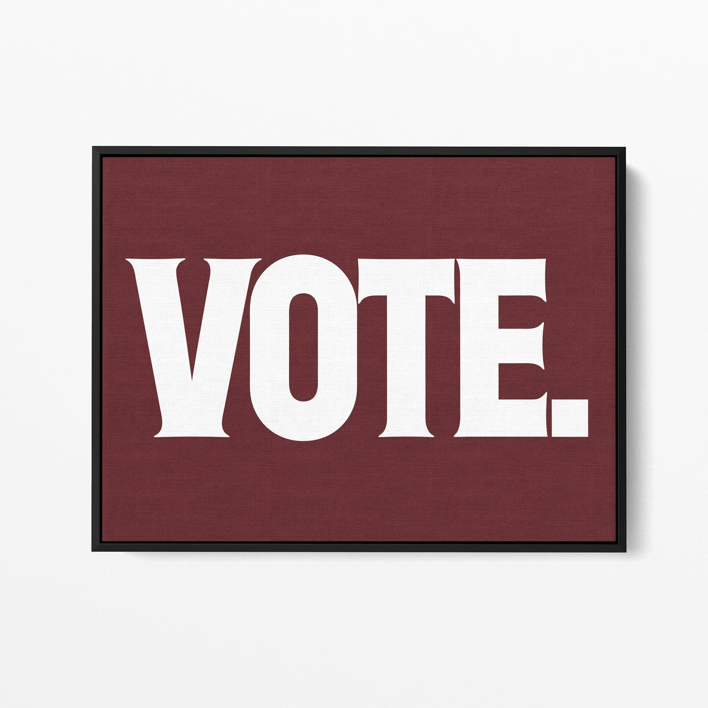 Vote — Quorum framed gallery canvas in black hardwood floater frame, landscape orientation