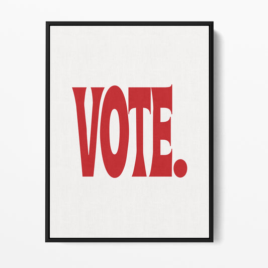 Vote — Quorum framed gallery canvas in black hardwood floater frame, portrait orientation